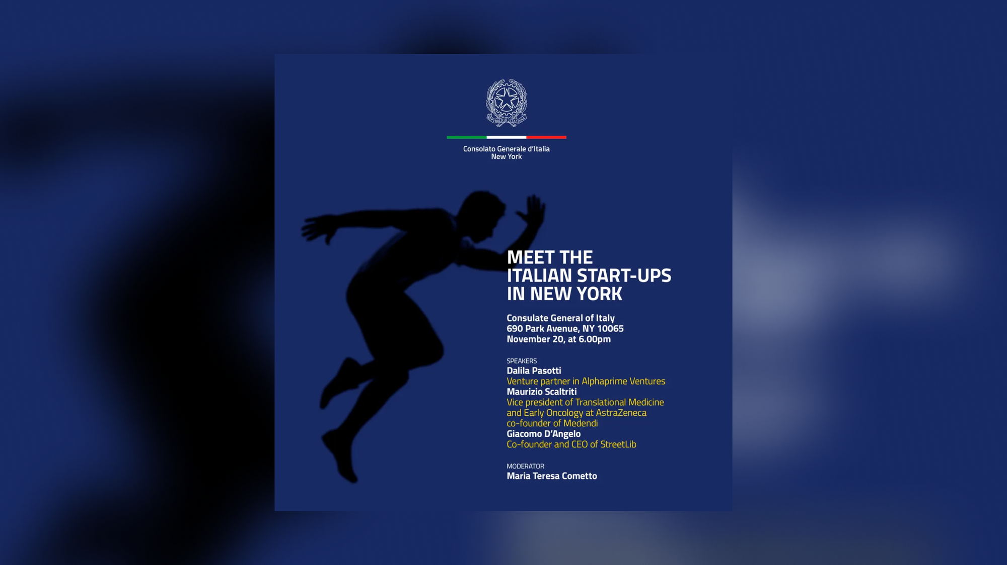 Giacomo D’Angelo ospite al  “Meet the Italian Start-ups in New York”  presso il Consolato Generale d'Italia